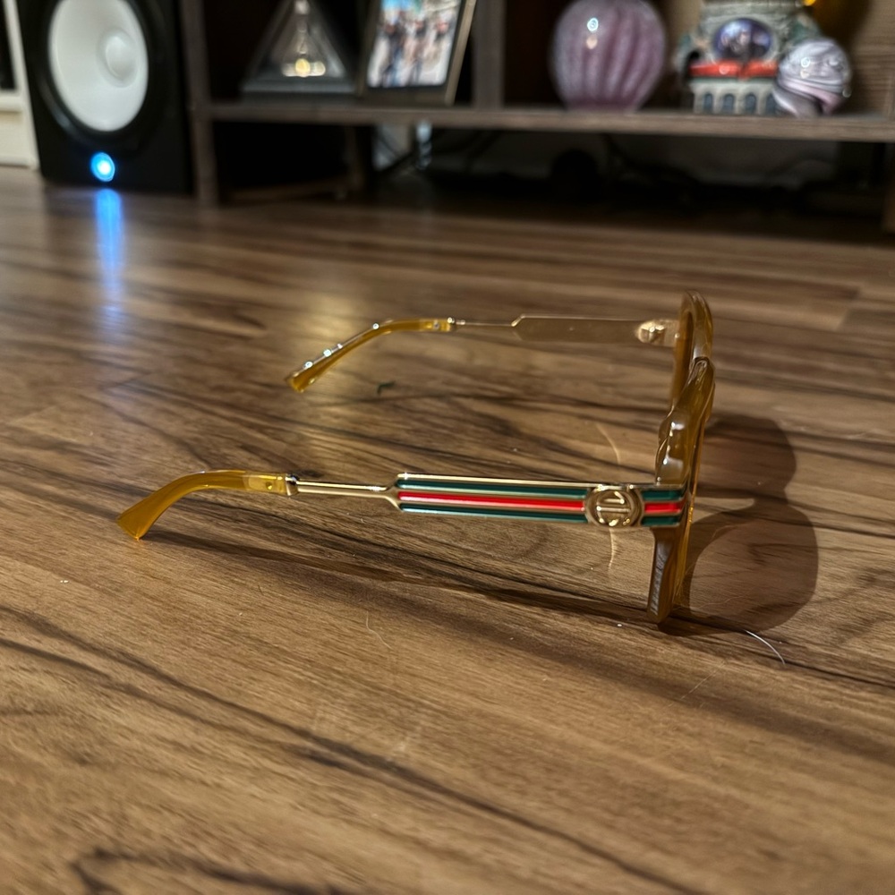 Gucci Gold and Green Striped Glasses